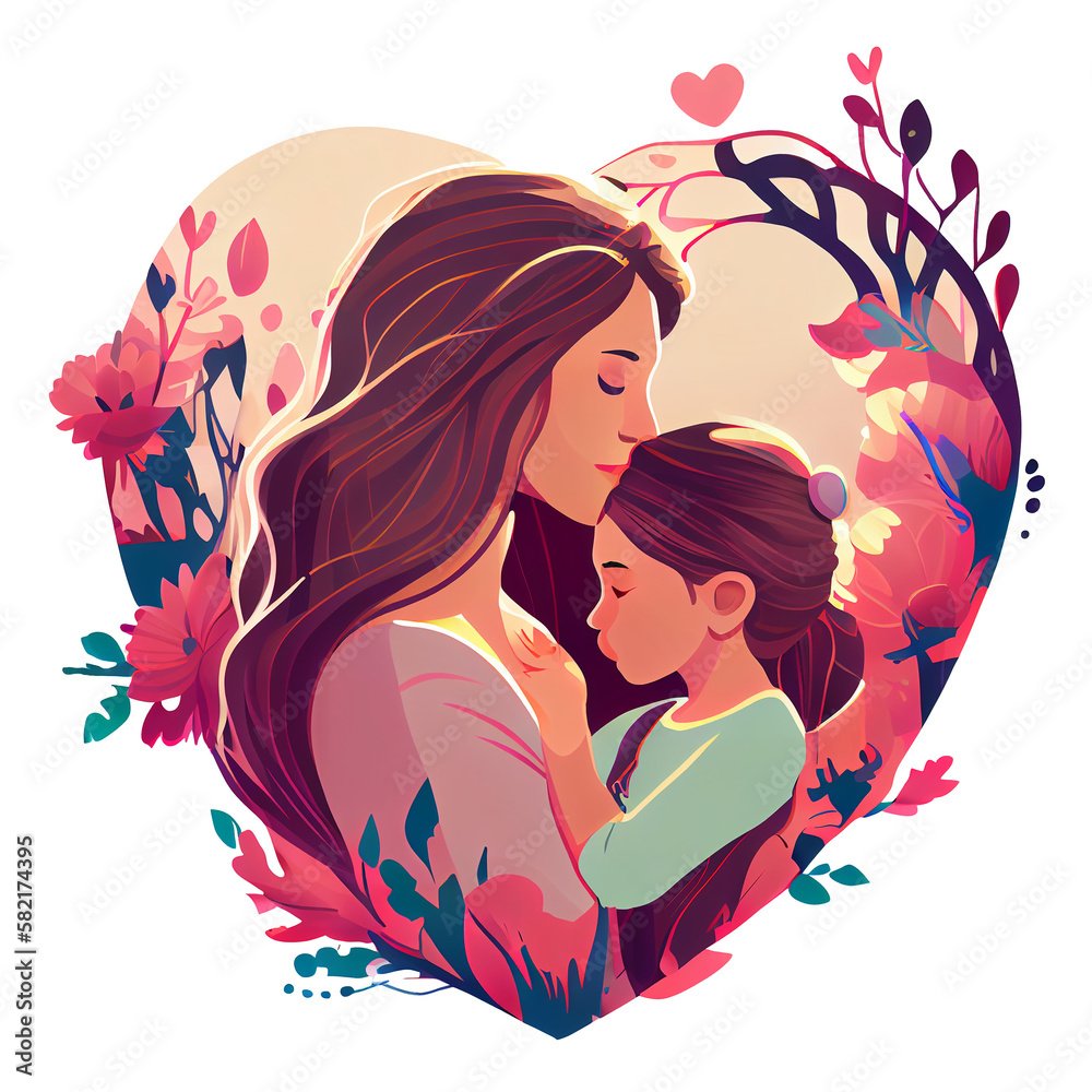 Mother and child love clipart, Mother's day concept, mom son lovely ...