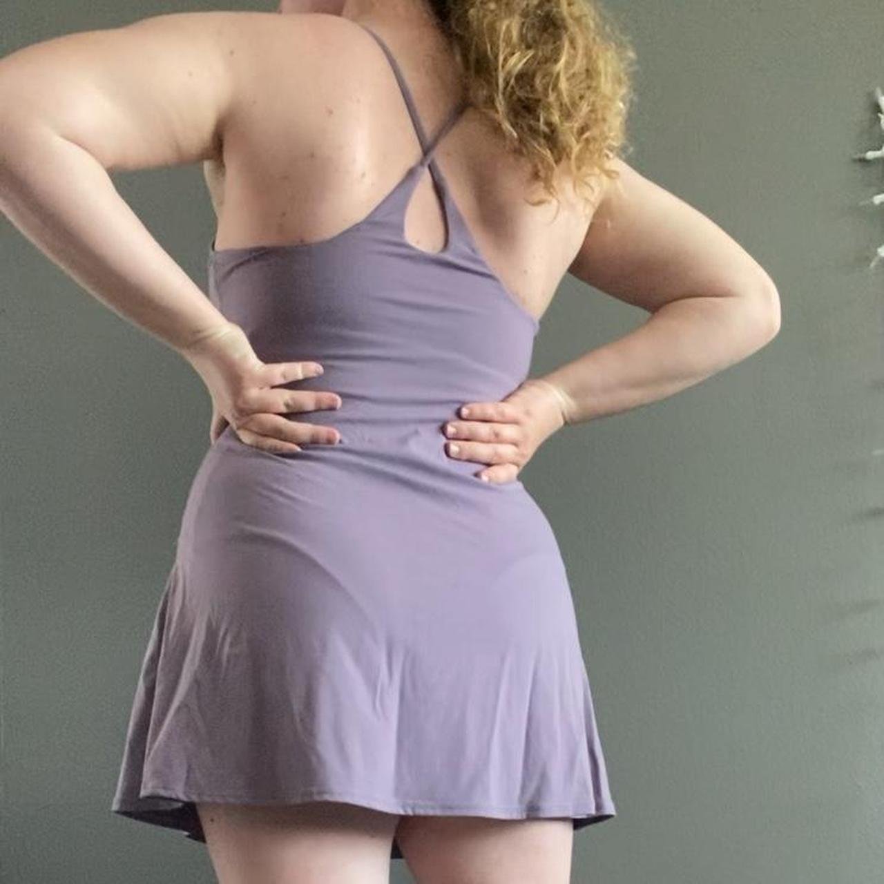 HALARA lilac strappy dress with built-in shorts and... - Depop